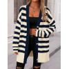 imagePRETTYGARDEN Womens Winter Striped Cardigan Sweaters Long Sleeve Button Down Open Front Chunky Knit Oversized Sweater CoatStriped Beige Navy