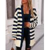 imagePRETTYGARDEN Womens Winter Striped Cardigan Sweaters Long Sleeve Button Down Open Front Chunky Knit Oversized Sweater CoatStriped Beige Navy