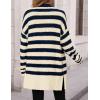 imagePRETTYGARDEN Womens Winter Striped Cardigan Sweaters Long Sleeve Button Down Open Front Chunky Knit Oversized Sweater CoatStriped Beige Navy
