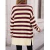 imagePRETTYGARDEN Womens Winter Striped Cardigan Sweaters Long Sleeve Button Down Open Front Chunky Knit Oversized Sweater CoatStriped Beige Wine Red