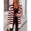 imagePRETTYGARDEN Womens Winter Striped Cardigan Sweaters Long Sleeve Button Down Open Front Chunky Knit Oversized Sweater CoatStriped Beige Wine Red