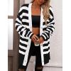 imagePRETTYGARDEN Womens Winter Striped Cardigan Sweaters Long Sleeve Button Down Open Front Chunky Knit Oversized Sweater CoatStriped Black White