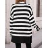imagePRETTYGARDEN Womens Winter Striped Cardigan Sweaters Long Sleeve Button Down Open Front Chunky Knit Oversized Sweater CoatStriped Black White