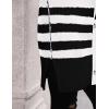 imagePRETTYGARDEN Womens Winter Striped Cardigan Sweaters Long Sleeve Button Down Open Front Chunky Knit Oversized Sweater CoatStriped Black White