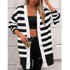 imagePRETTYGARDEN Womens Winter Striped Cardigan Sweaters Long Sleeve Button Down Open Front Chunky Knit Oversized Sweater CoatStriped Black White