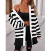 imagePRETTYGARDEN Womens Winter Striped Cardigan Sweaters Long Sleeve Button Down Open Front Chunky Knit Oversized Sweater CoatStriped Black White