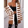 imagePRETTYGARDEN Womens Winter Striped Cardigan Sweaters Long Sleeve Button Down Open Front Chunky Knit Oversized Sweater CoatStriped Brown White