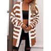 imagePRETTYGARDEN Womens Winter Striped Cardigan Sweaters Long Sleeve Button Down Open Front Chunky Knit Oversized Sweater CoatStriped Brown White