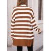 imagePRETTYGARDEN Womens Winter Striped Cardigan Sweaters Long Sleeve Button Down Open Front Chunky Knit Oversized Sweater CoatStriped Brown White