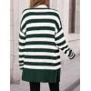 imagePRETTYGARDEN Womens Winter Striped Cardigan Sweaters Long Sleeve Button Down Open Front Chunky Knit Oversized Sweater CoatStriped Dark Green White