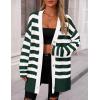 imagePRETTYGARDEN Womens Winter Striped Cardigan Sweaters Long Sleeve Button Down Open Front Chunky Knit Oversized Sweater CoatStriped Dark Green White