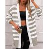 imagePRETTYGARDEN Womens Winter Striped Cardigan Sweaters Long Sleeve Button Down Open Front Chunky Knit Oversized Sweater CoatStriped Grey White