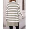 imagePRETTYGARDEN Womens Winter Striped Cardigan Sweaters Long Sleeve Button Down Open Front Chunky Knit Oversized Sweater CoatStriped Grey White