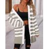 imagePRETTYGARDEN Womens Winter Striped Cardigan Sweaters Long Sleeve Button Down Open Front Chunky Knit Oversized Sweater CoatStriped Grey White