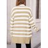 imagePRETTYGARDEN Womens Winter Striped Cardigan Sweaters Long Sleeve Button Down Open Front Chunky Knit Oversized Sweater CoatStriped Khaki White