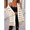imagePRETTYGARDEN Womens Winter Striped Cardigan Sweaters Long Sleeve Button Down Open Front Chunky Knit Oversized Sweater CoatStriped Khaki White