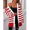 imagePRETTYGARDEN Womens Winter Striped Cardigan Sweaters Long Sleeve Button Down Open Front Chunky Knit Oversized Sweater CoatStriped Red White