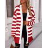 imagePRETTYGARDEN Womens Winter Striped Cardigan Sweaters Long Sleeve Button Down Open Front Chunky Knit Oversized Sweater CoatStriped Red White