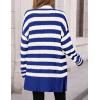 imagePRETTYGARDEN Womens Winter Striped Cardigan Sweaters Long Sleeve Button Down Open Front Chunky Knit Oversized Sweater CoatStriped Royal Blue White