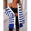 imagePRETTYGARDEN Womens Winter Striped Cardigan Sweaters Long Sleeve Button Down Open Front Chunky Knit Oversized Sweater CoatStriped Royal Blue White
