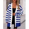 imagePRETTYGARDEN Womens Winter Striped Cardigan Sweaters Long Sleeve Button Down Open Front Chunky Knit Oversized Sweater CoatStriped Royal Blue White