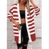 imagePRETTYGARDEN Womens Winter Striped Cardigan Sweaters Long Sleeve Button Down Open Front Chunky Knit Oversized Sweater CoatStriped Rust Red White