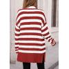 imagePRETTYGARDEN Womens Winter Striped Cardigan Sweaters Long Sleeve Button Down Open Front Chunky Knit Oversized Sweater CoatStriped Rust Red White