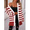 imagePRETTYGARDEN Womens Winter Striped Cardigan Sweaters Long Sleeve Button Down Open Front Chunky Knit Oversized Sweater CoatStriped Rust Red White