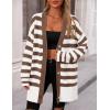 imagePRETTYGARDEN Womens Winter Striped Cardigan Sweaters Long Sleeve Button Down Open Front Chunky Knit Oversized Sweater CoatStriped White Coffee