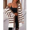 imagePRETTYGARDEN Womens Winter Striped Cardigan Sweaters Long Sleeve Button Down Open Front Chunky Knit Oversized Sweater CoatStriped White Coffee