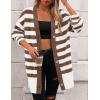 imagePRETTYGARDEN Womens Winter Striped Cardigan Sweaters Long Sleeve Button Down Open Front Chunky Knit Oversized Sweater CoatStriped White Coffee