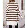 imagePRETTYGARDEN Womens Winter Striped Cardigan Sweaters Long Sleeve Button Down Open Front Chunky Knit Oversized Sweater CoatStriped White Coffee