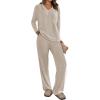 imagePRETTYGARDEN 2 Piece Sets for Women Fall 2025 Soft Comfy Lounge Long Sleeve Pajamas Set Knit Postpartum Pj Outfits ClothingApricot