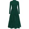 imagePRETTYGARDEN Long Sleeve Maxi Dress for Women 2025 Fall Eyelet A Line Elegant Classy Flowy Mock Neck Wedding Guest DressesDark Green