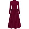 imagePRETTYGARDEN Long Sleeve Maxi Dress for Women 2025 Fall Eyelet A Line Elegant Classy Flowy Mock Neck Wedding Guest DressesWine Red