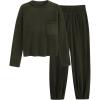 imagePRETTYGARDEN Two Piece Sets for Women 2025 Pullover Sweater High Waisted Sweatpants Tracksuit Lounge Set Fall Winter OutfitsArmy Green