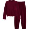 imagePRETTYGARDEN Two Piece Sets for Women 2025 Pullover Sweater High Waisted Sweatpants Tracksuit Lounge Set Fall Winter OutfitsWine Red