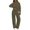 imagePRETTYGARDEN Womens 2 Piece Outfits Fall Sweatsuits Oversized Hoodies Wide Leg Sweatpants Tracksuits Lounge Matching SetsArmy Green