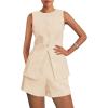imagePRETTYGARDEN Womens 2 Piece Sets 2025 Summer Trendy Button Down Suit Vest Tops High Waisted Shorts Business Casual OutfitsBeige