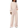 imagePRETTYGARDEN Womens 2 Piece Sets Long Sleeve Sweatshirt Wide Leg Pants Loose Matching Lounge Set Trendy Fall OutfitsBeige