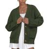 imagePRETTYGARDEN Womens 2025 Fall Cardigan Sweaters Long Sleeve Open Front Button Up V Neck Knit Winter Fashion ClothesArmy Green