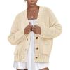 imagePRETTYGARDEN Womens 2025 Fall Cardigan Sweaters Long Sleeve Open Front Button Up V Neck Knit Winter Fashion ClothesBeige