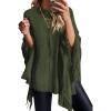 imagePRETTYGARDEN Womens 2025 Fall Winter Poncho Sweaters Trendy Chunky Knit Fringe Shawls Wraps Pullover Tops Holiday OutfitsArmy Green