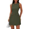 imagePRETTYGARDEN Womens 2025 Formal Sleeveless Summer Dresses Boat Neck Bodycon Elegant A Line Business Work Mini DressArmy Green
