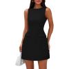 imagePRETTYGARDEN Womens 2025 Formal Sleeveless Summer Dresses Boat Neck Bodycon Elegant A Line Business Work Mini DressBlack