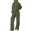 imagePRETTYGARDEN Womens Casual Two Piece Sets Fall 2025 Outfits Quarter Zip Sweatshirts Straight Leg Pants Sweatsuits TracksuitArmy Green