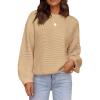 imagePRETTYGARDEN Womens Fall Sweaters 2025 Casual Loose Crewneck Ribbed Long Sleeve Top Knit Pullover SweaterApricot