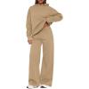 imagePRETTYGARDEN Womens Sweatsuits 2 Piece Set 2025 Casual Winter Long Sleeve Hoodie Loose Wide Leg Sweatpants Fall TracksuitKhaki