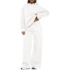 imagePRETTYGARDEN Womens Sweatsuits 2 Piece Set 2025 Casual Winter Long Sleeve Hoodie Loose Wide Leg Sweatpants Fall TracksuitWhite