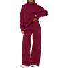 imagePRETTYGARDEN Womens Sweatsuits 2 Piece Set 2025 Casual Winter Long Sleeve Hoodie Loose Wide Leg Sweatpants Fall TracksuitWine Red